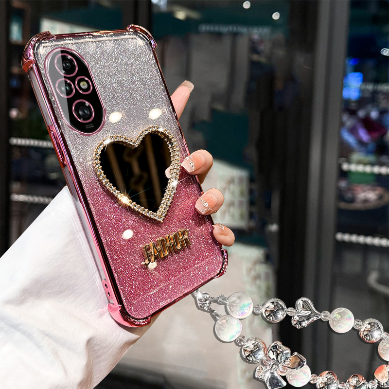 荣耀200硅胶创意手机壳带镜子