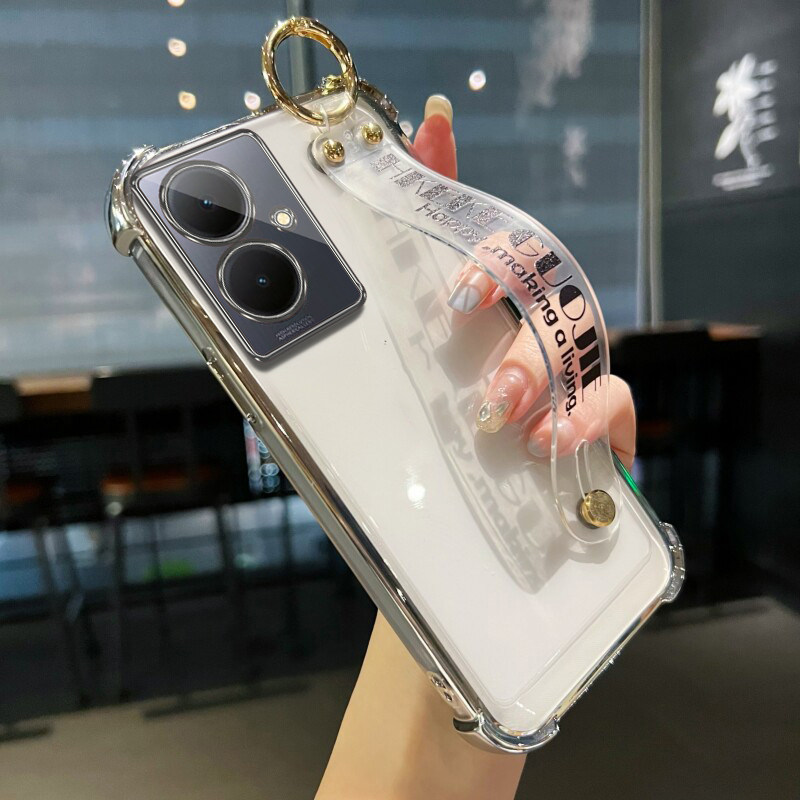 适用于字母腕带透明vivoY35+手机壳新款V2279A轻奢女款y35m+电镀气囊款vivi带镜头膜y35十硅胶超薄款y35潮流