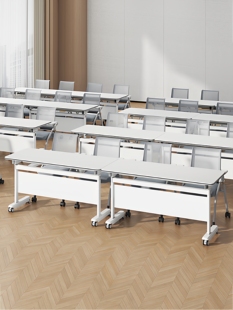 折叠培训桌可拼接组合长条桌培训机构学习桌子带轮移动会议室桌子