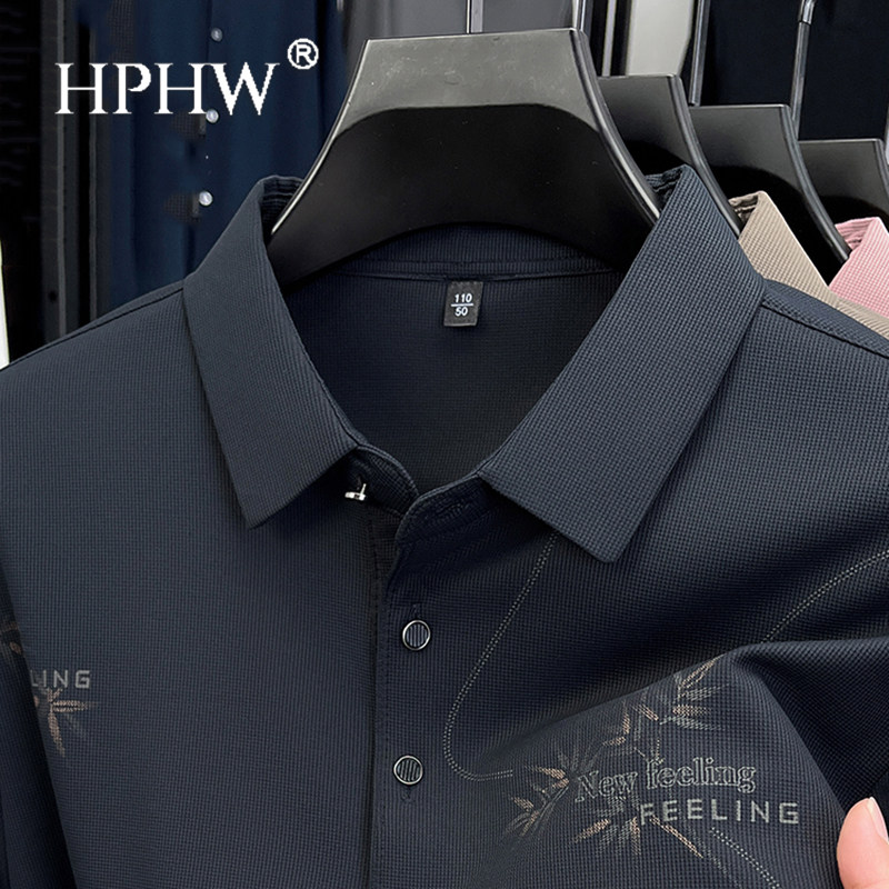 轻奢2025春秋季新款男士长袖t恤翻领中年薄款POLO衫宽松休闲上衣