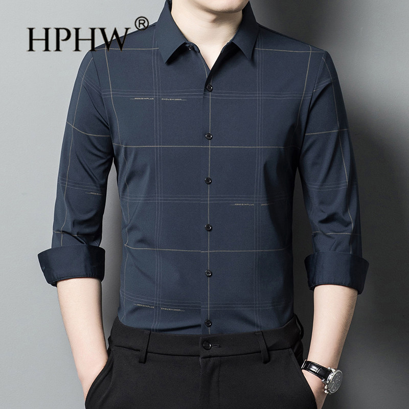 时尚高级感长袖衬衫男2025新款寸衣春秋季商务休闲中年男士衬衣