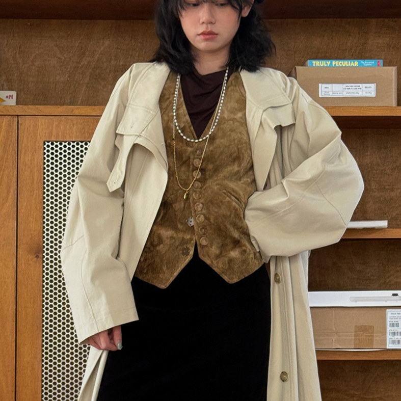 马甲外套印花丝绒法式复古