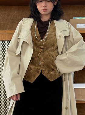 金棕色丝绒马甲原创设计中古风叠穿百搭复古NuagesFrouFrou现货！