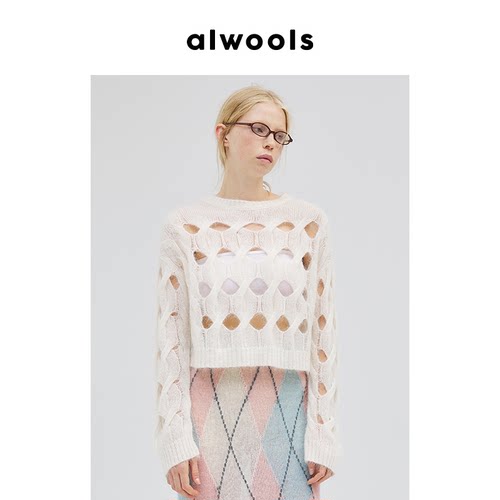 ALWOOLS秋冬新品镂空绞花针织套头衫