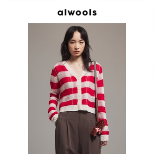 ALWOOLS2026早春新品 胶囊格纹休闲针织开衫