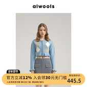 官方正品 明星同款 女士复古波浪边针织开衫 ALWOOLS秋冬新品 毛衫