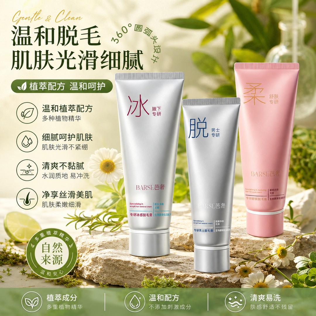 BARSE芭奢冰点冰感脱毛膏顺滑脱毛细腻呵护肌肤清爽全身温和护理