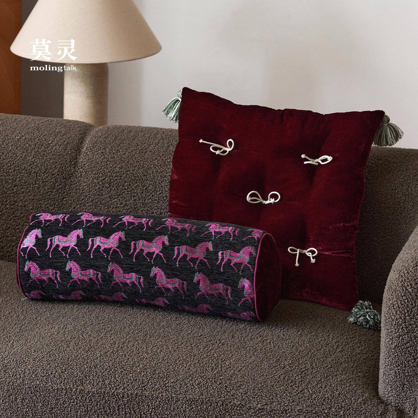 Moling『紫絮』提花抱枕客厅沙发靠背垫轻奢高级感马年腰靠含芯,居家布艺,靠垫/抱枕,淘宝优惠券,粉丝福利购,淘宝优惠卷