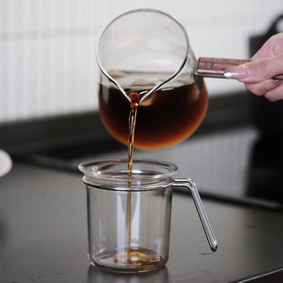 molingtalk 加热分享壶高硼硅玻璃杯 可加热玻璃壶 实木把手新中式