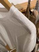 宽松圆领设计感雪花棉打底衫 女秋季 上衣 T恤罩衫 白色刺绣字母长袖