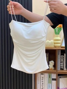 白色纯欲风绝美清纯带胸垫吊带背心女夏内搭外穿独特精致美背上衣