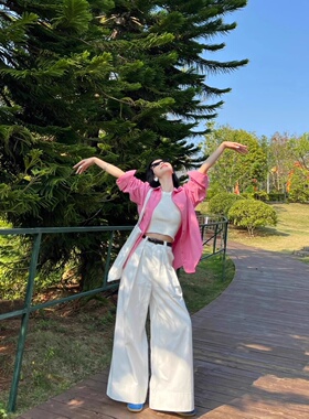 粉色长袖防晒衬衫外套女2026新款早春薄款外搭衬衣设计感宽松上衣