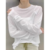 宽松慵懒罩衫 气质内搭打底衫 上衣 T恤女2026早春新款 白色正肩长袖