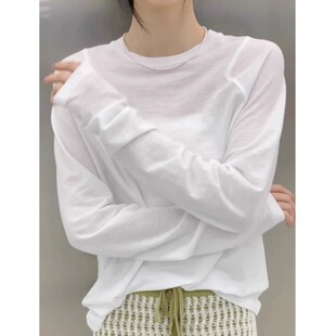 宽松慵懒罩衫 气质内搭打底衫 上衣 T恤女2026早春新款 白色正肩长袖