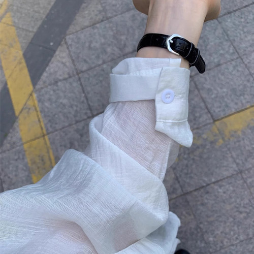 【送运费险】轻薄冰丝亚麻白衬衫