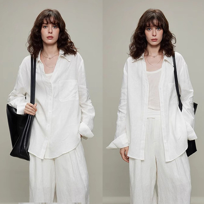 【送运费险】松弛老钱风亚麻衬衫