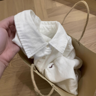 白色POLO领半开襟纽扣衬衫女初秋慵懒风松弛感衬衣设计感休闲上衣