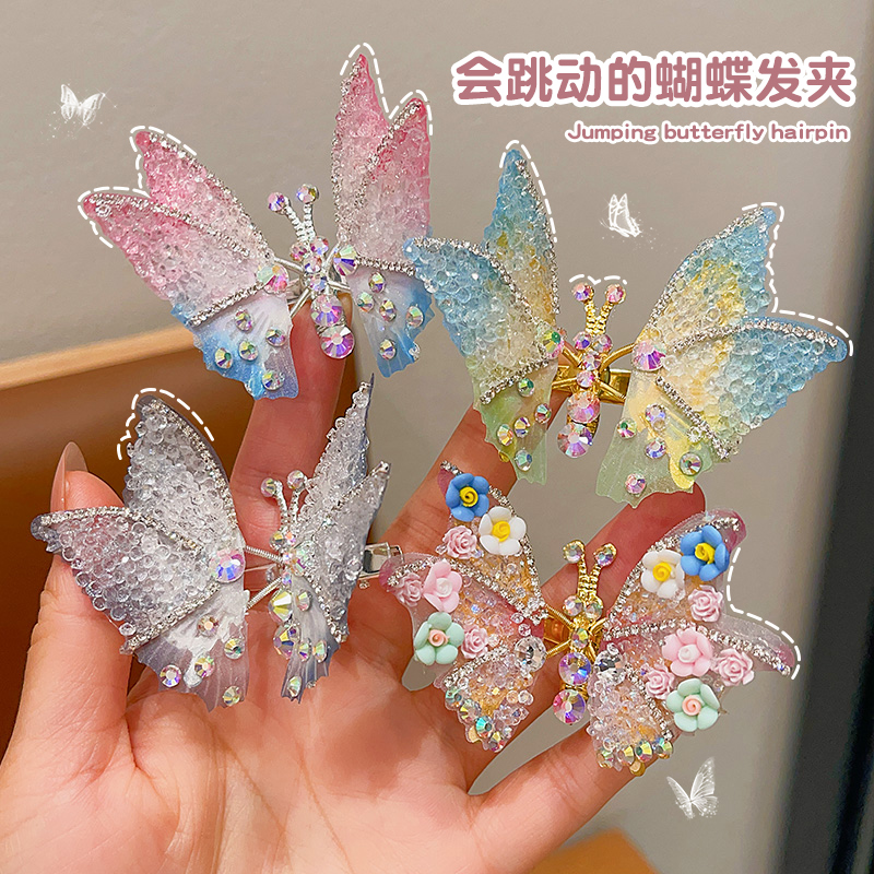 会动的蝴蝶发夹小女孩超仙碎发夹