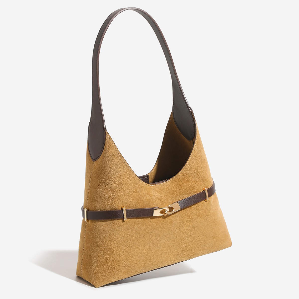 老钱风复古麂绒皮hobo腋下包