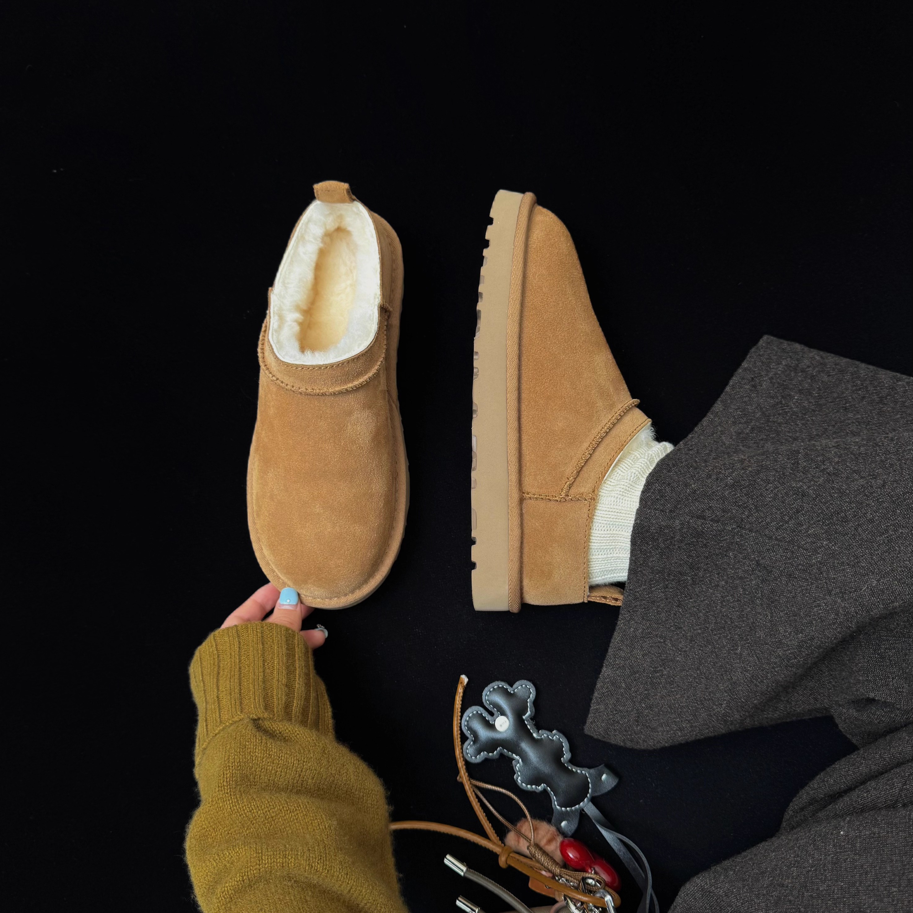 平底小迷你】｜2.5CM羊皮毛一体雪地靴真皮真毛轻便增高保暖