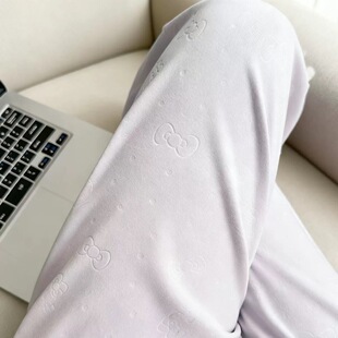 大码秋冬季遛弯裤子软糯德绒保暖睡裤女长裤kt猫宽松休闲裤可外穿