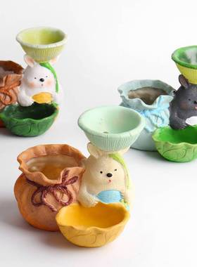 创意多口多肉植物花盆可爱龙猫家居摆件女生学生日礼物毕业礼物