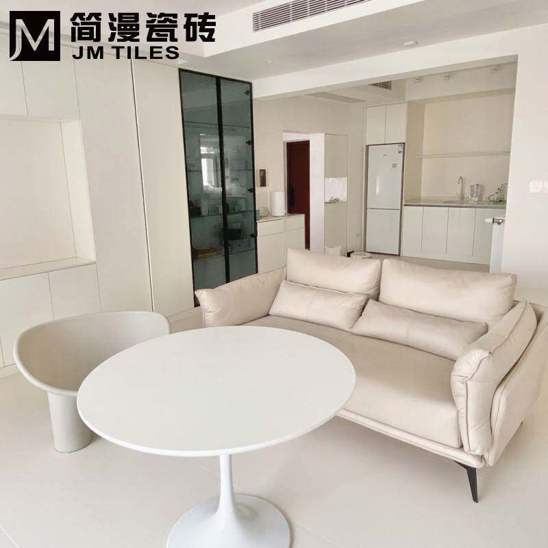 暖白微水泥奶白米色通体地砖墙砖 客厅厨房厕所阳台哑光仿古瓷砖
