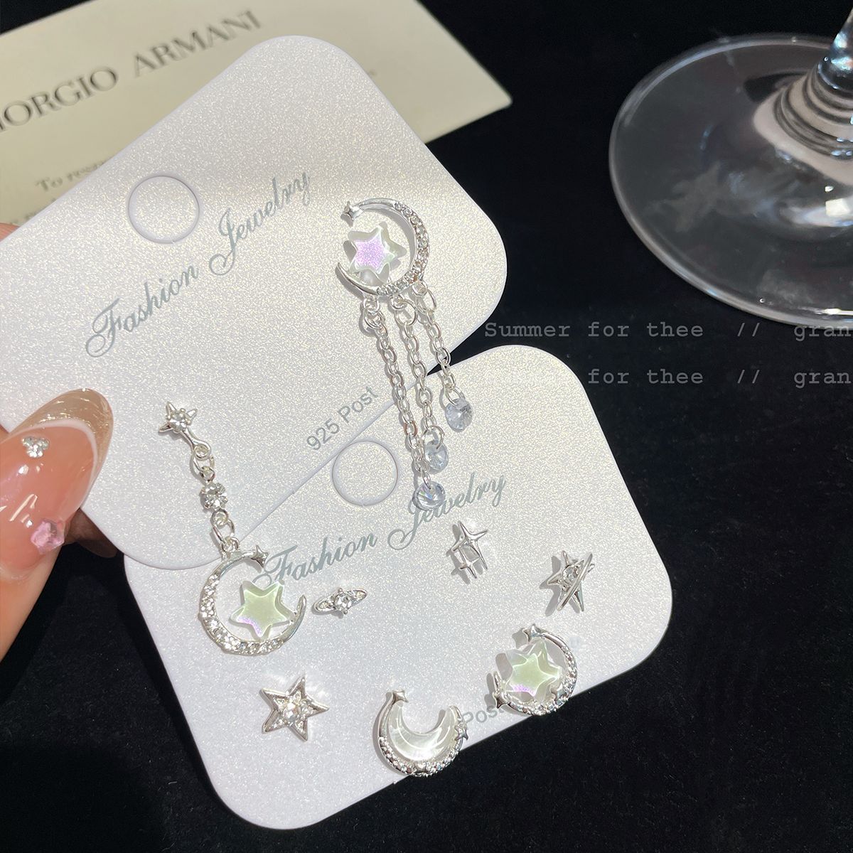 精致魔幻星星月亮长款流苏耳环女银针镶钻个性设计感小众精致