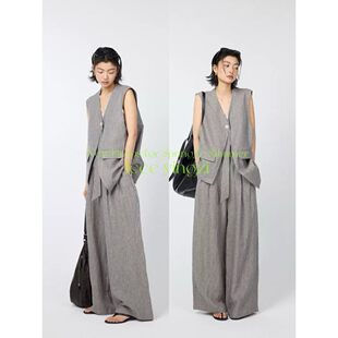 早秋新款无袖马甲阔腿裤套装女夏季简约两件套时尚显瘦