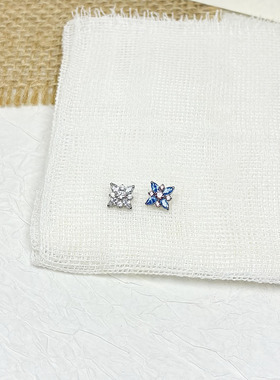 星芒花朵锆石钛合金耳钉