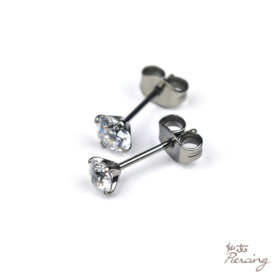 超闪5A锆石医用钛合金防过敏耳钉