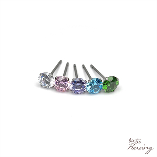 超闪5A彩锆耳钉F136植入级医用级钛合金耳针款蝴蝶扣养耳洞防过敏