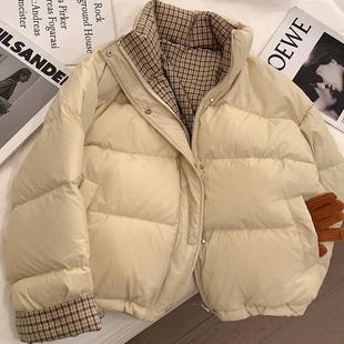 韩系宽松小个子两面穿面包服女2025年春秋时尚立领短款棉服外套