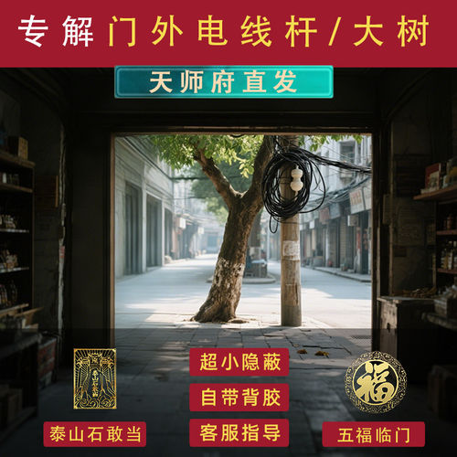 化解大门外电线杆大树正对入户门店门商铺柱子泰山靠山石敢当门贴