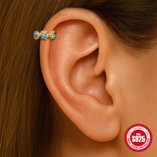 S925纯银轻奢天然澳宝简约鼻部穿刺鼻环饰品欧珀欧泊高级感耳骨圈