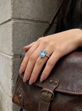 V轻奢欧美高级感复古帕拉伊巴镶钻镶宝石925纯银珠宝款式设计时尚