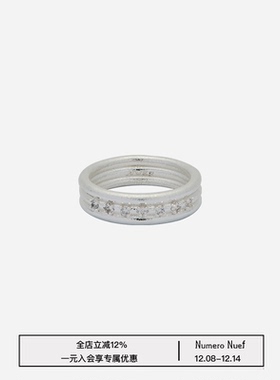 Nuef “Cornucopia”古典方锆石镶嵌三环戒指小众情侣对戒可叠戴