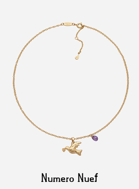 Nuef “Cornucopia”希腊复古星月鸽葡萄藤紫锆锁骨链