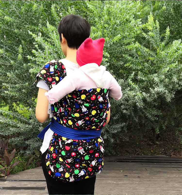 婴儿后背老式抱婴袋四川传统灯芯绒背巾前后两用宝宝外出简易背袋