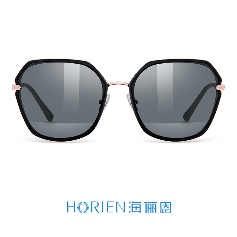 海俪恩哈尔滨雪地墨镜女士黑色不透防晒开车专用偏光近视太阳眼镜