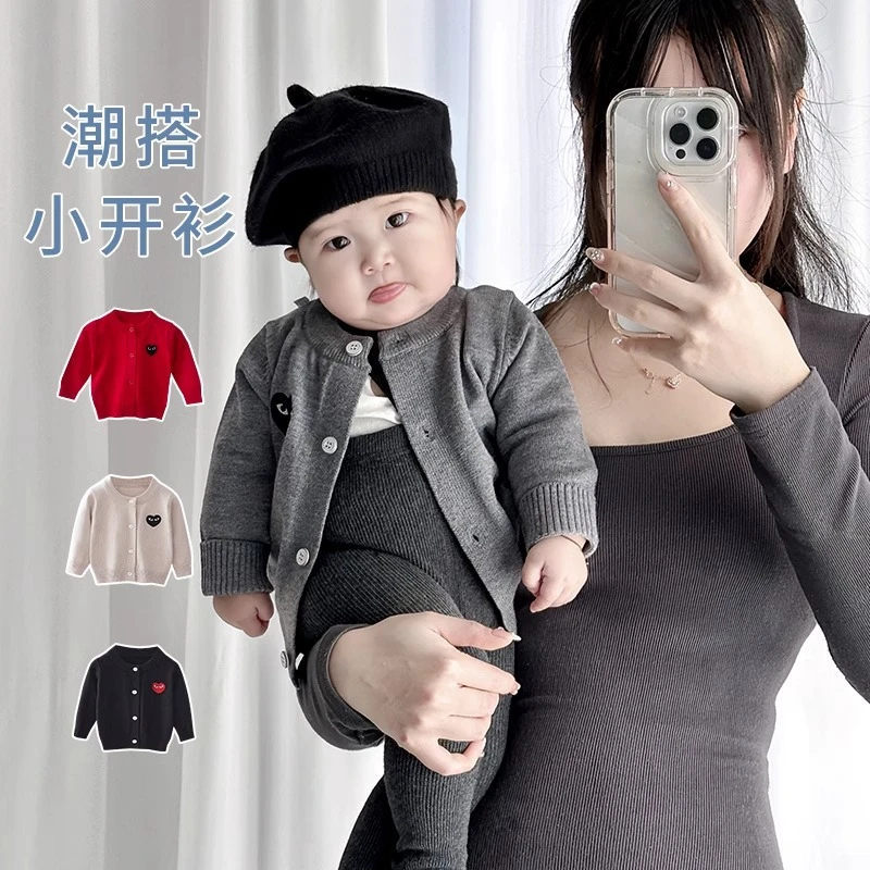 春秋A类婴幼儿仿兔毛针织开衫