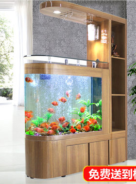 喜灏鱼缸 客厅隔断玄关酒柜大型水族箱 门厅玻璃家用屏风鞋柜