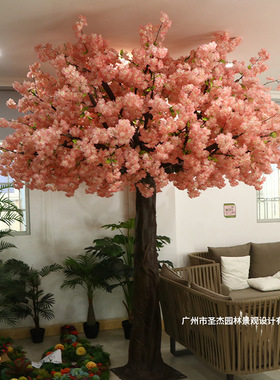 仿真粉色樱花树大型室内外婚庆场地装饰抗uv绢布加密樱花树假花树