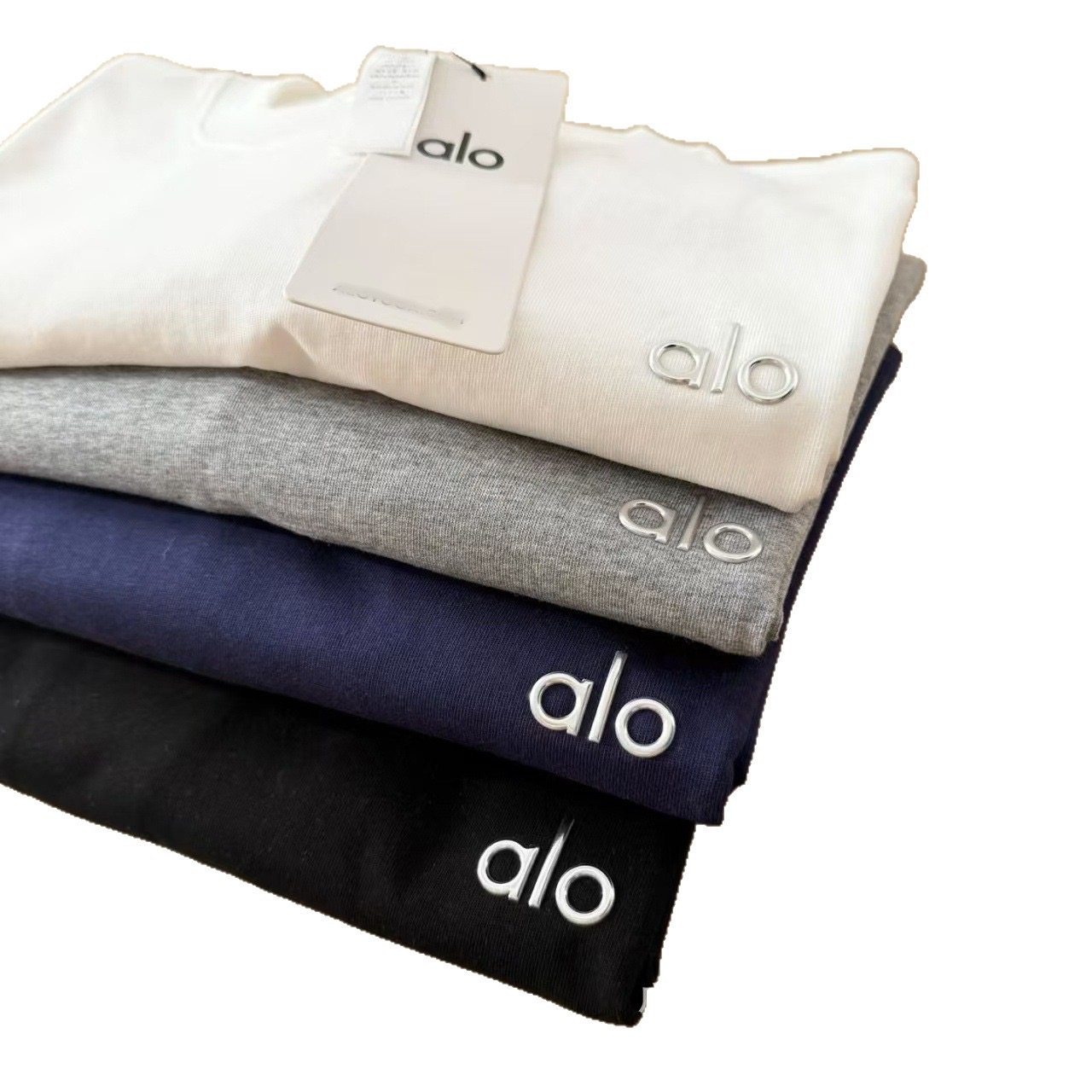 thumbnail for Trendy brand new printed men's T-shirt alo three-dimensional small label crew neck embroidered short-sleeved T-shirt casual, versatile and simple