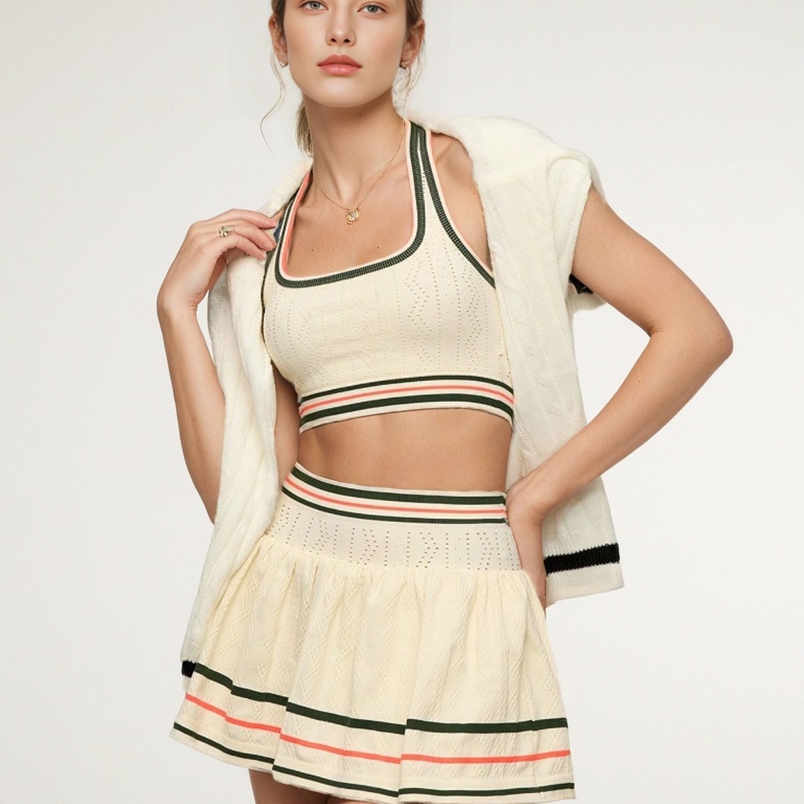 新款羽毛球运动套装女款夏季网球服跑步健身衣瑜伽速干短裙两件套