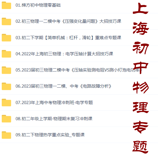 上海零基础物理一模二模压强电学压轴计算电路故障分析视频实验