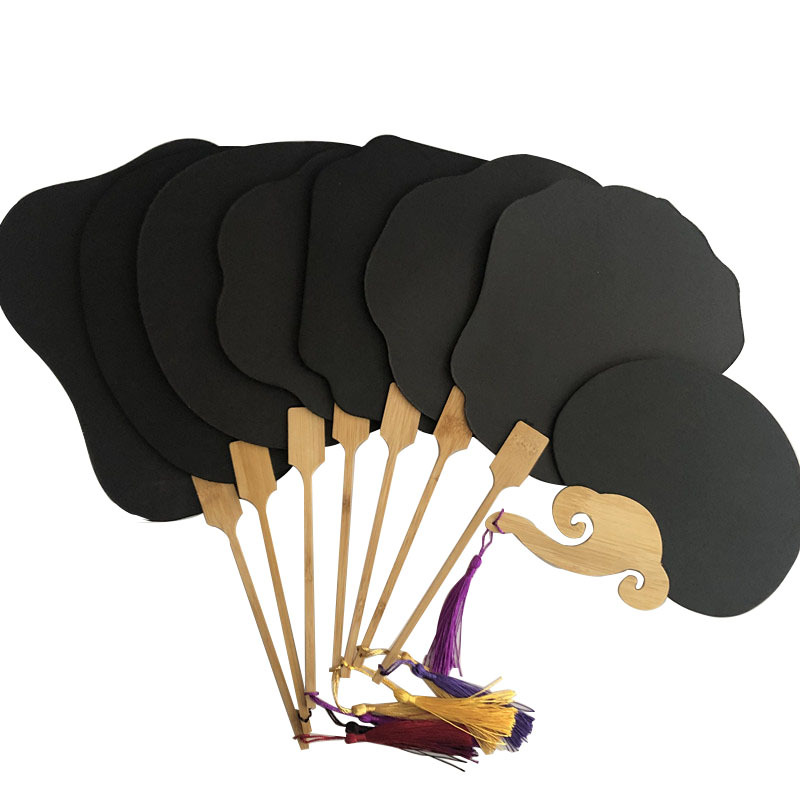 加厚宣纸国画卡纸扇面软卡空白黑工笔画国风美人芭蕉团竹艺