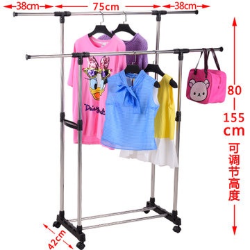 简易晾衣架落地室内外阳台凉挂衣架衣服架子单杆式晒衣架升降折叠