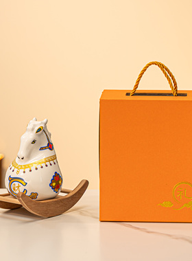 创意陶瓷摇摇马存钱罐摆件