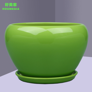 【特价】花盆陶瓷带托盘特大号创意简约兰花绿萝室内办公绿植花盆